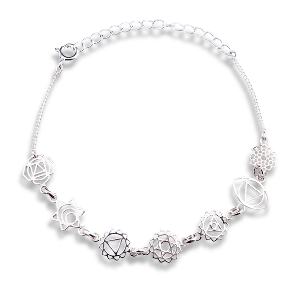Seven Chakra Silver Bracelet