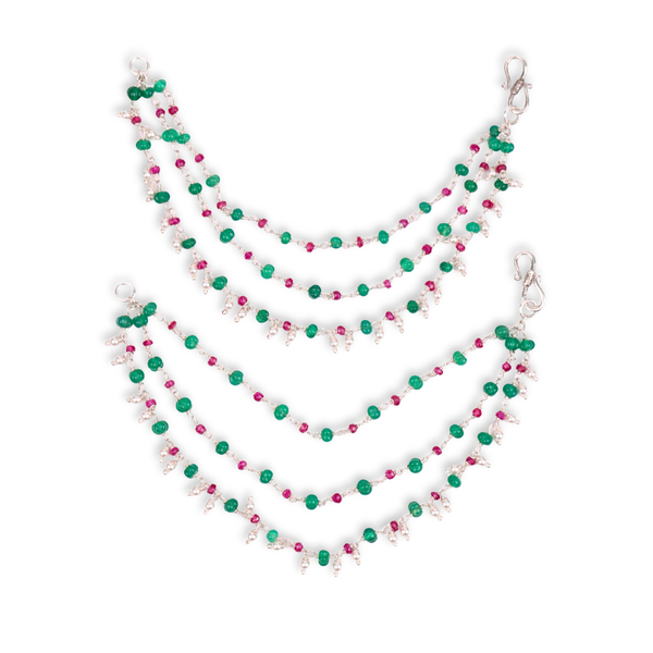 Green Onyx & Ruby Layered Silver Vel (Project Handmade)