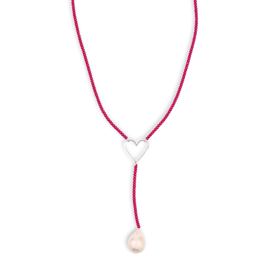Heart Y Necklace with Rubies (Project Handmade)