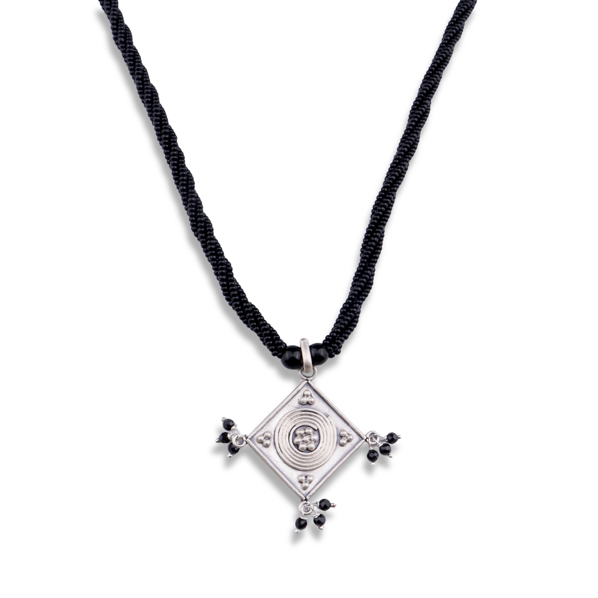 Oxidised Silver Diamond Filigree Mangalsutra