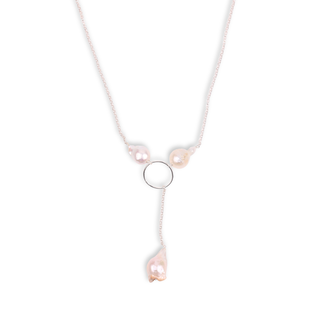 Baroque Pearl & Chain Y Necklace (Project Handmade)