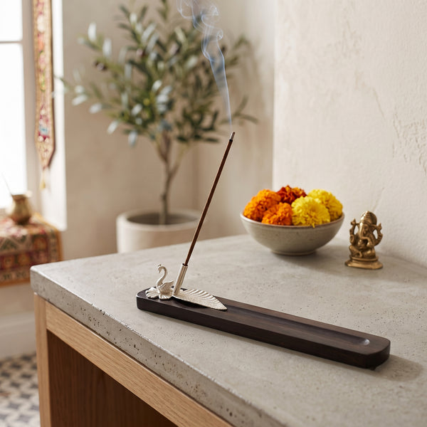 Silver Swan Incense Stick Stand