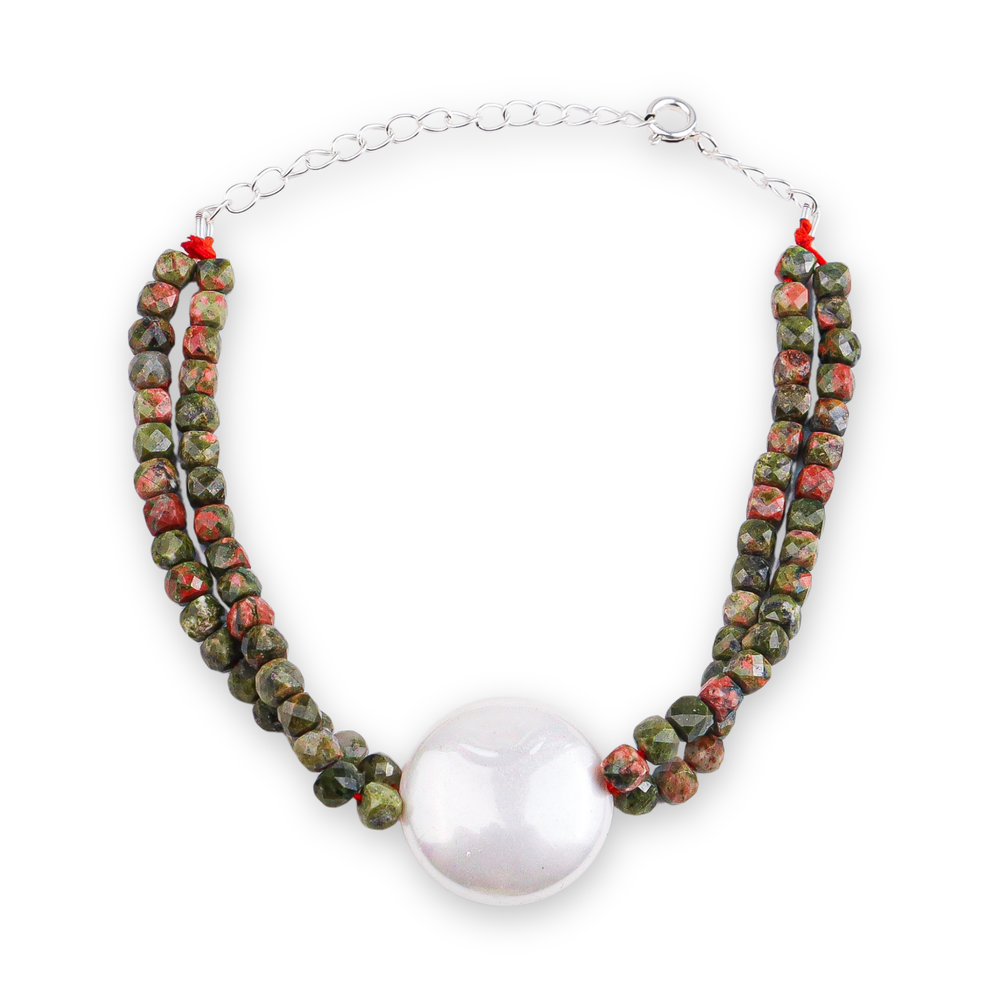 Unakite & Coin Pearl Bracelet