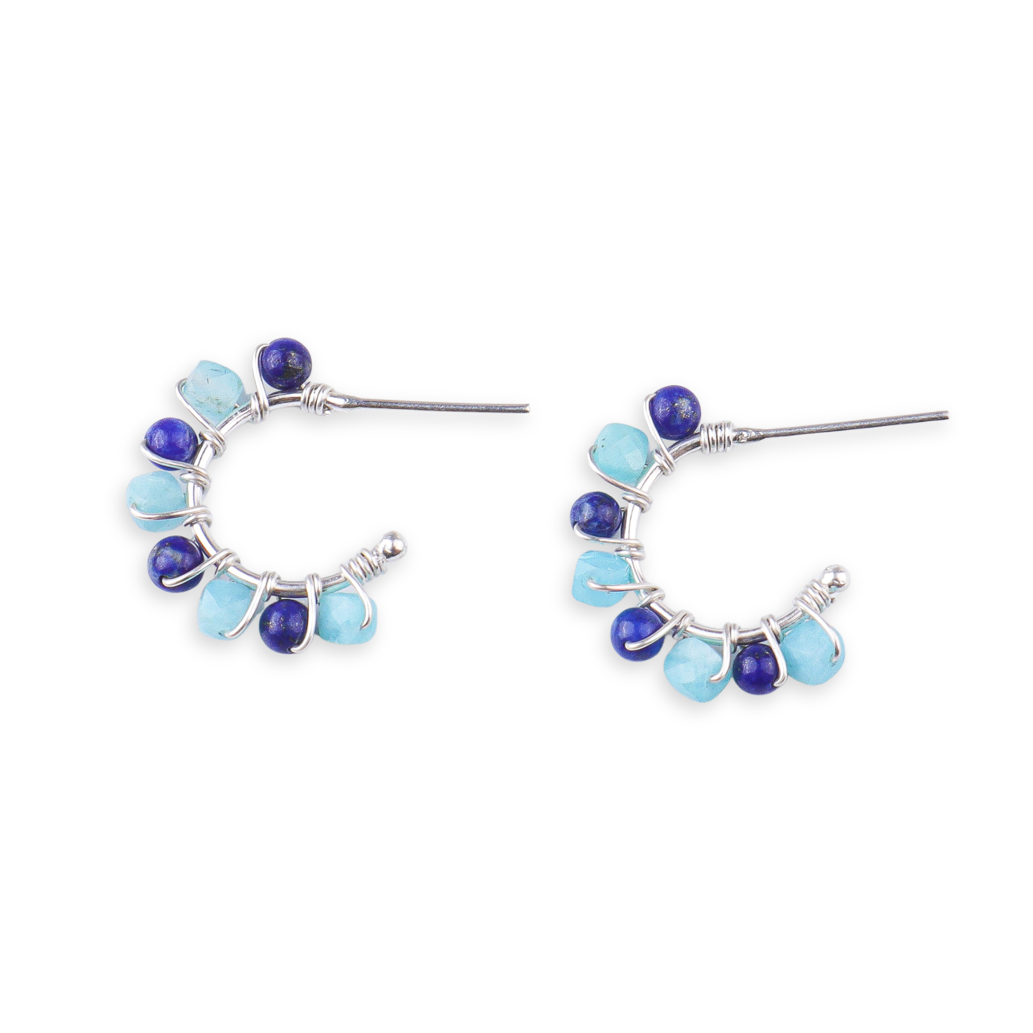 Blue Jade & Lapis Lazuli Hoops (Project Handmade)