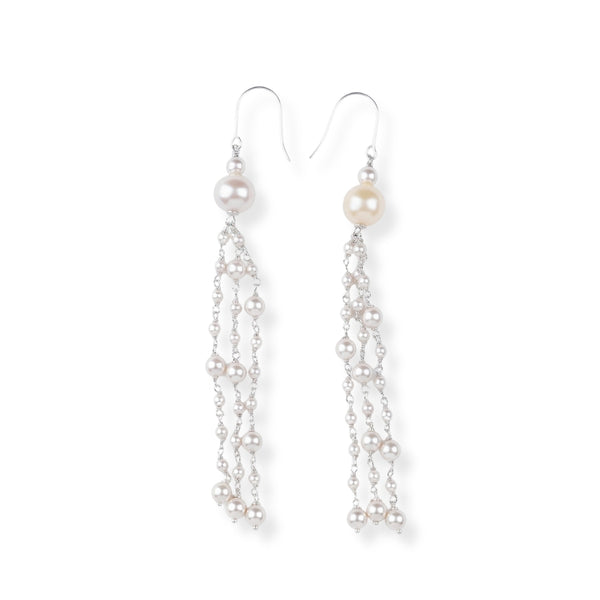 Pearl Flow Silver Earrings (Project Handmade)