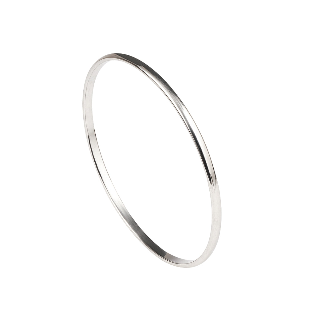 Silver Plain Bangle (Curvy Flat)