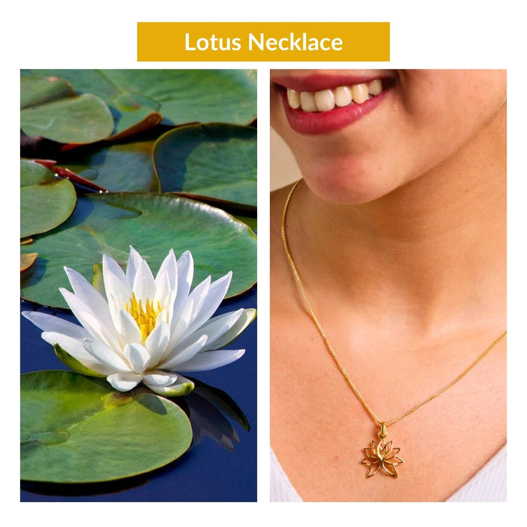 Handmade Lotus Charm Necklace in Silver by House of Aadyaa