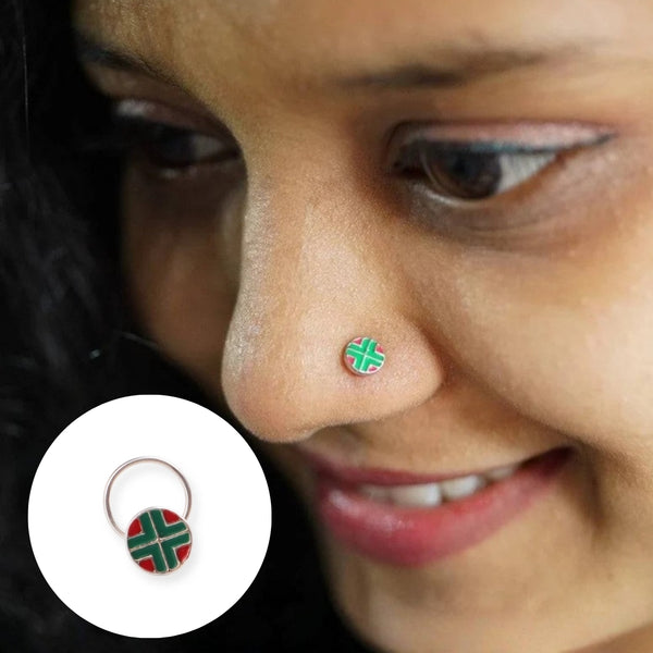 Enamel Red Green Round Nosepin