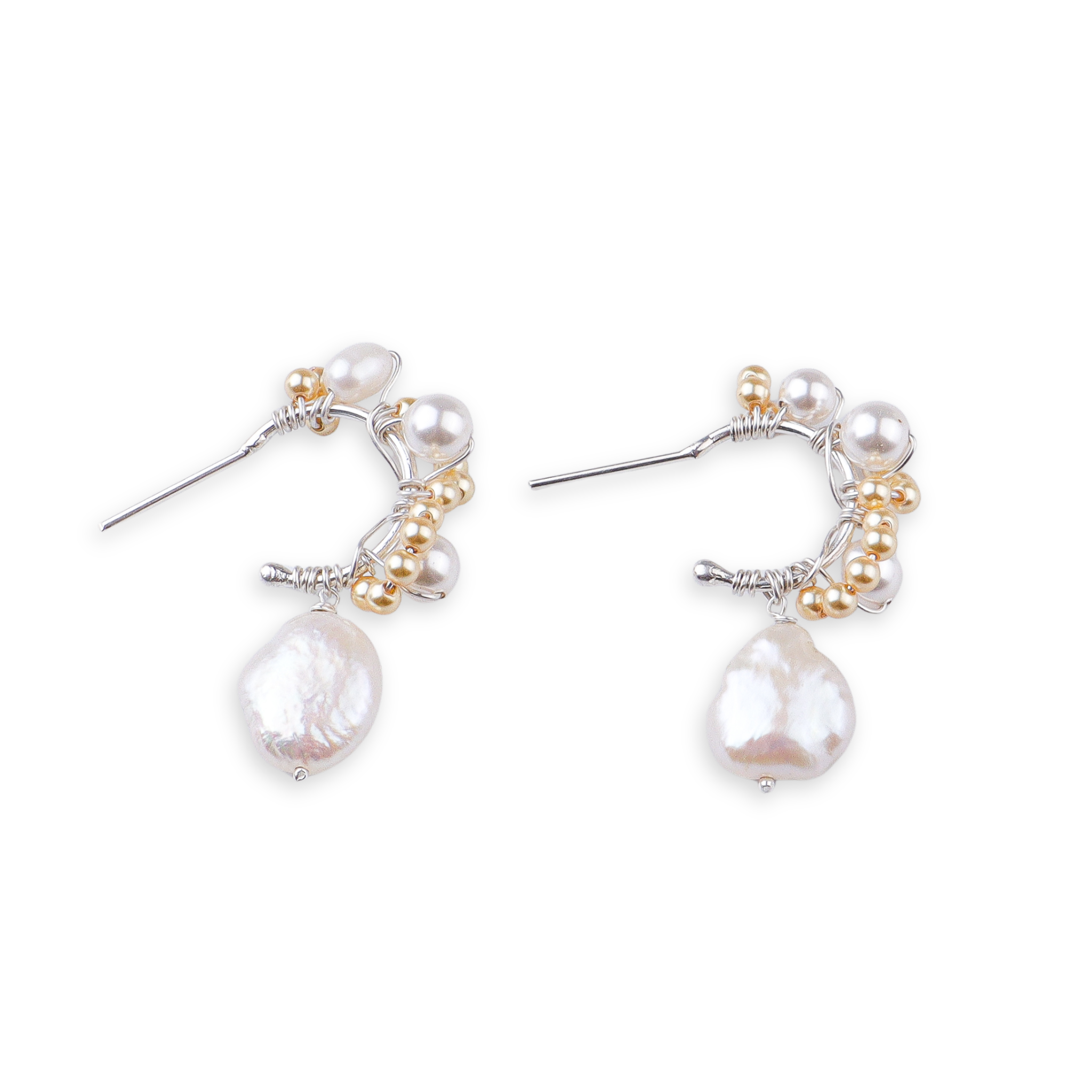 Baroque, Golden & Freshwater Pearl Hoops (Project Handmade)