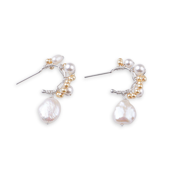 Baroque, Golden & Freshwater Pearl Hoops (Project Handmade)