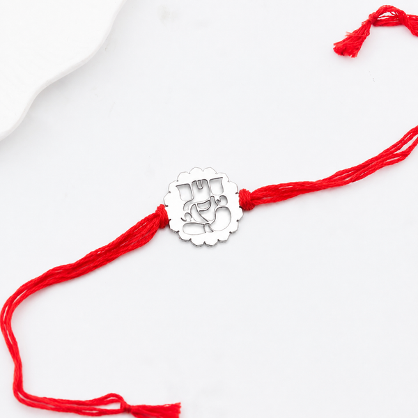 Silver Laser Cut Ganpati Rakhi