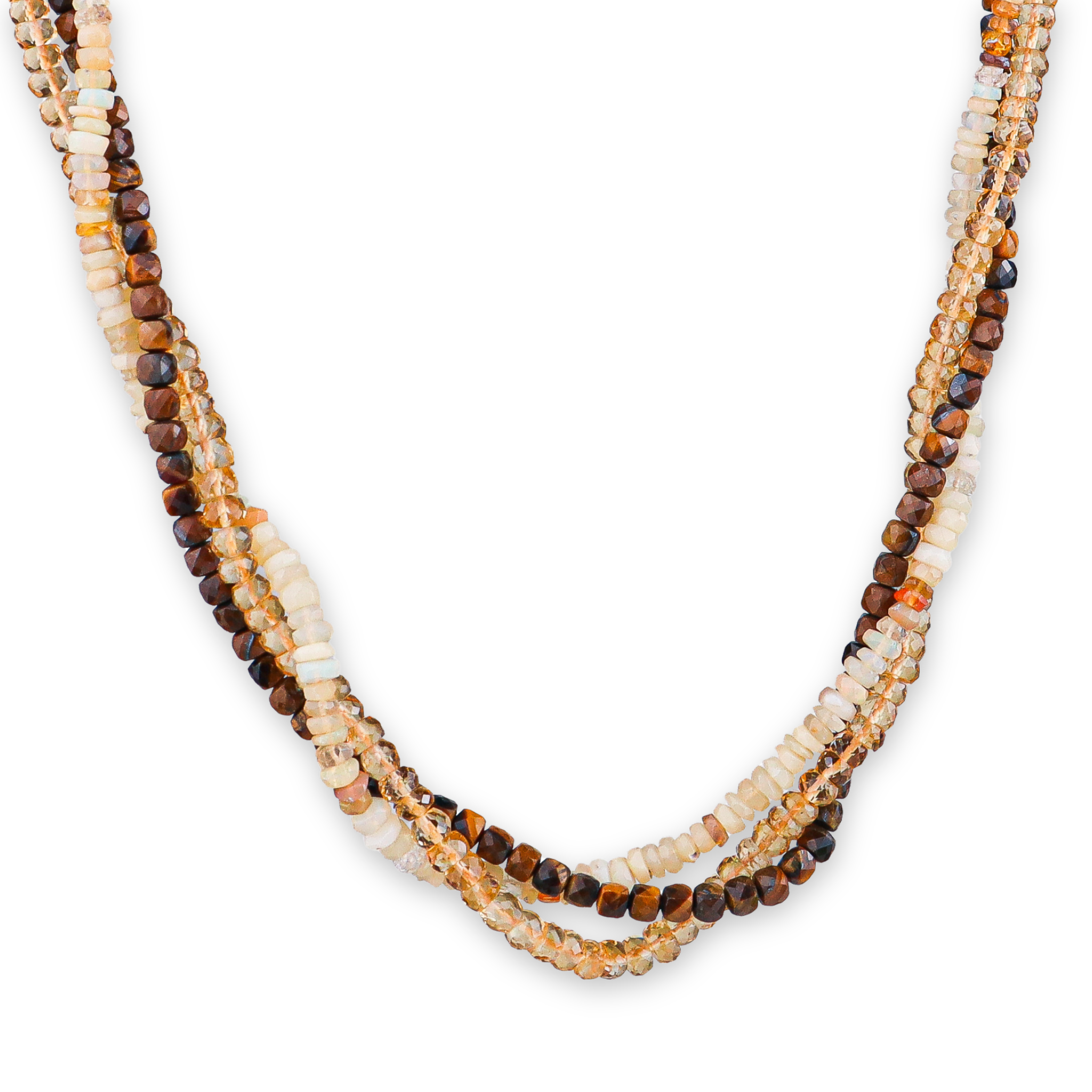 Tiger Eye & Citrine Twisted Necklace