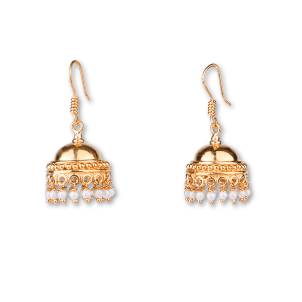 Gold earrings with pearl accents