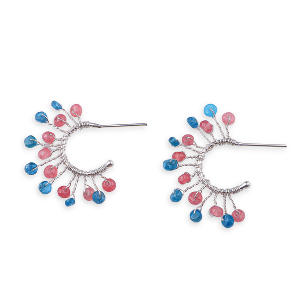 Pink Jade & Rhodolite Hoops (Project Handmade)