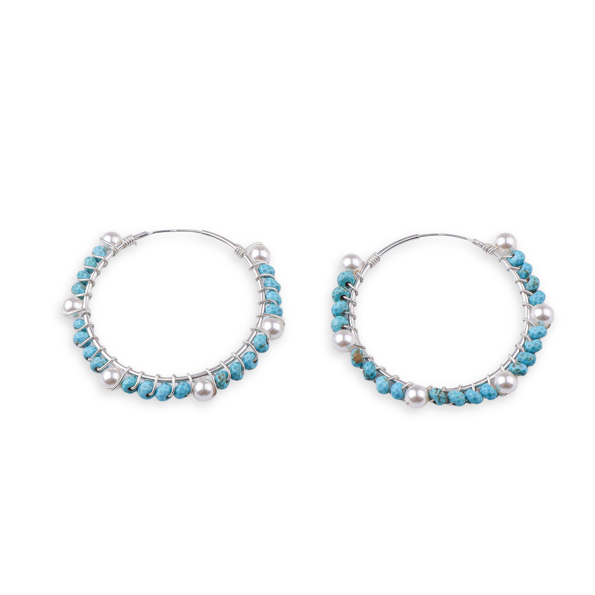 Turquoise & Pearl Hoops (Project Handmade)