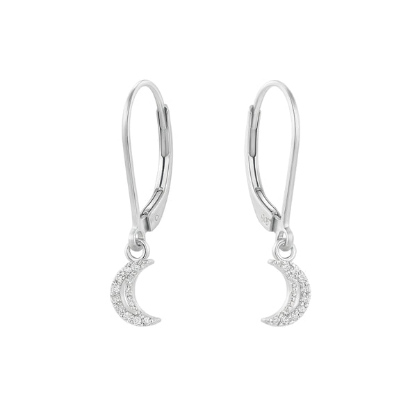 Silver CZ moon earrings in 92.5 sterling silver