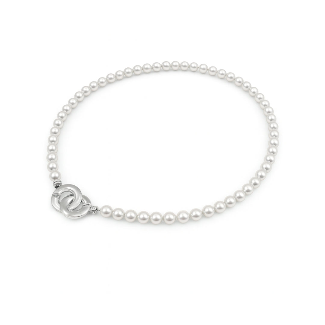Pearl Beaded Necklace (White Pearls: 6 mm)