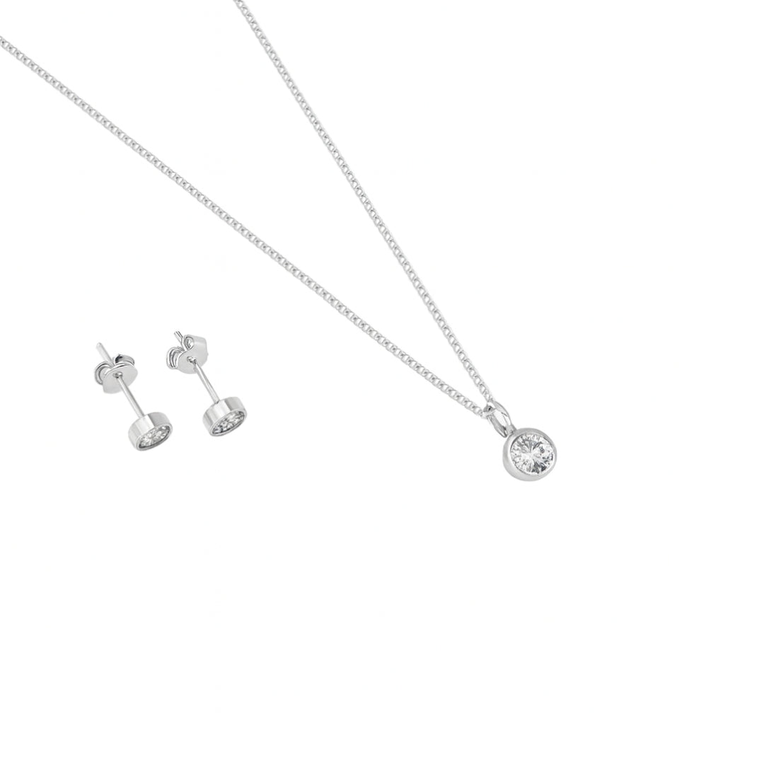 Everyday wear CZ Button Stud Set | 92.5 Silver