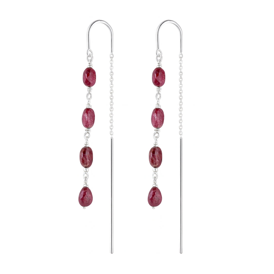 Silver Sui Dhaaga Tourmaline Stone Earring