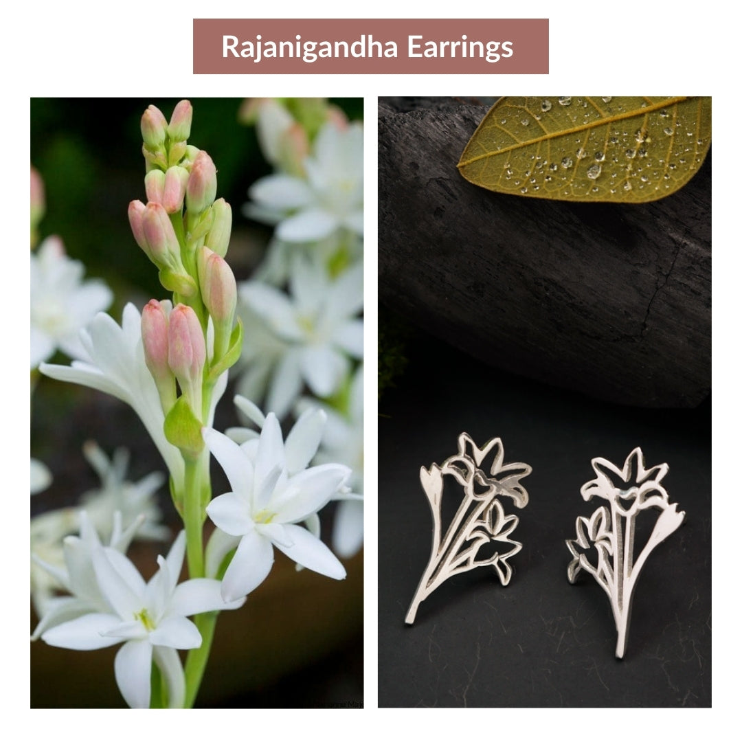 Rajanigandha Silver Earrings