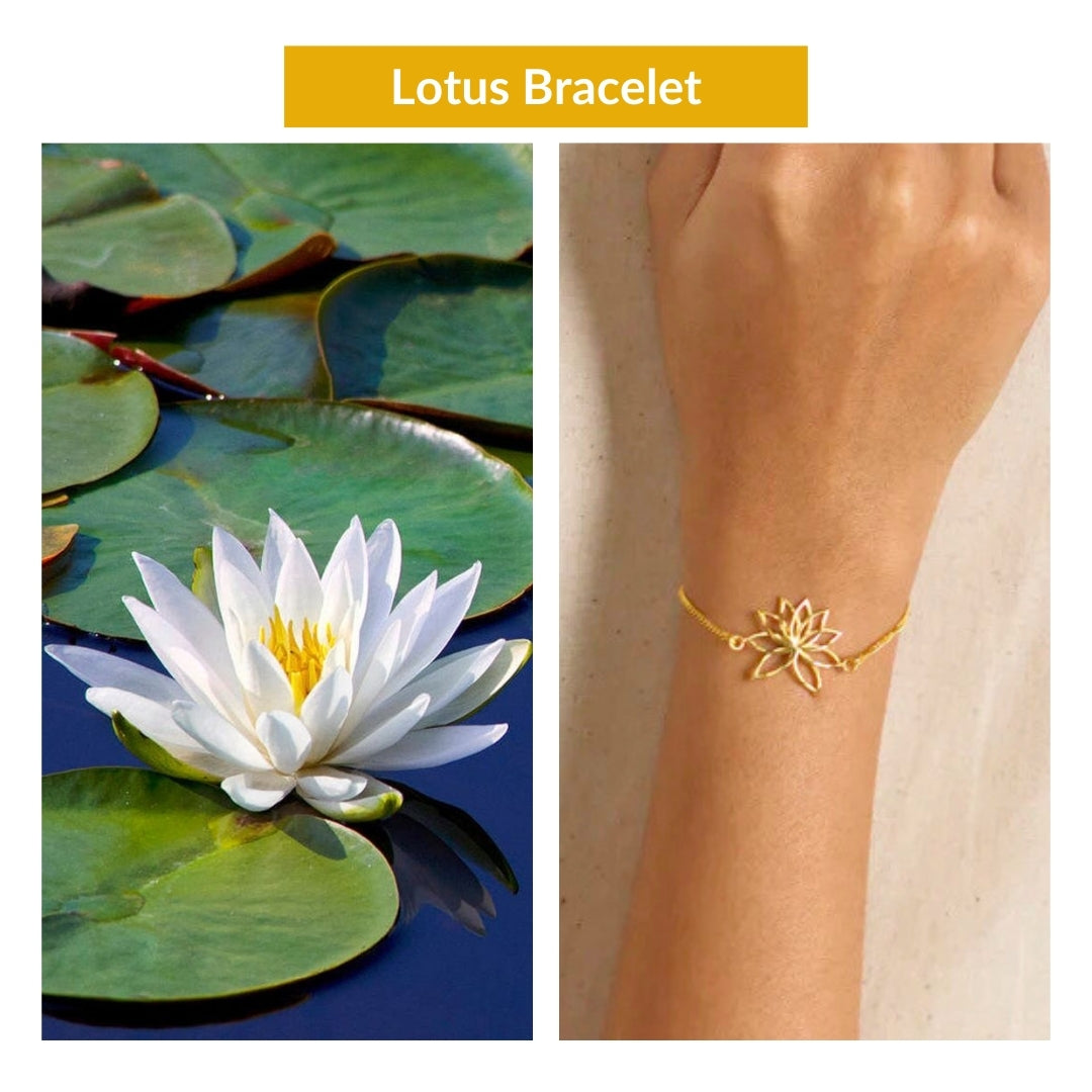 Lotus Silver Bracelet |  92.5 Silver | 22K Gold Plated