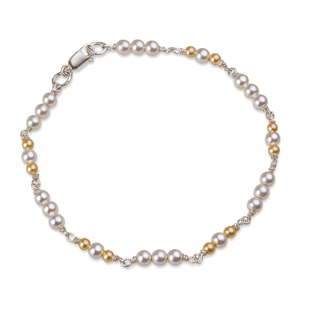 Silver Bracelet with Pearl and Semi precious Stones