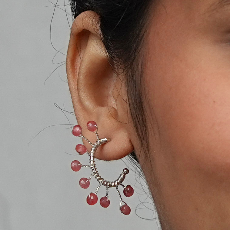 Pink Jade Snowflake Hoops (Project Handmade)
