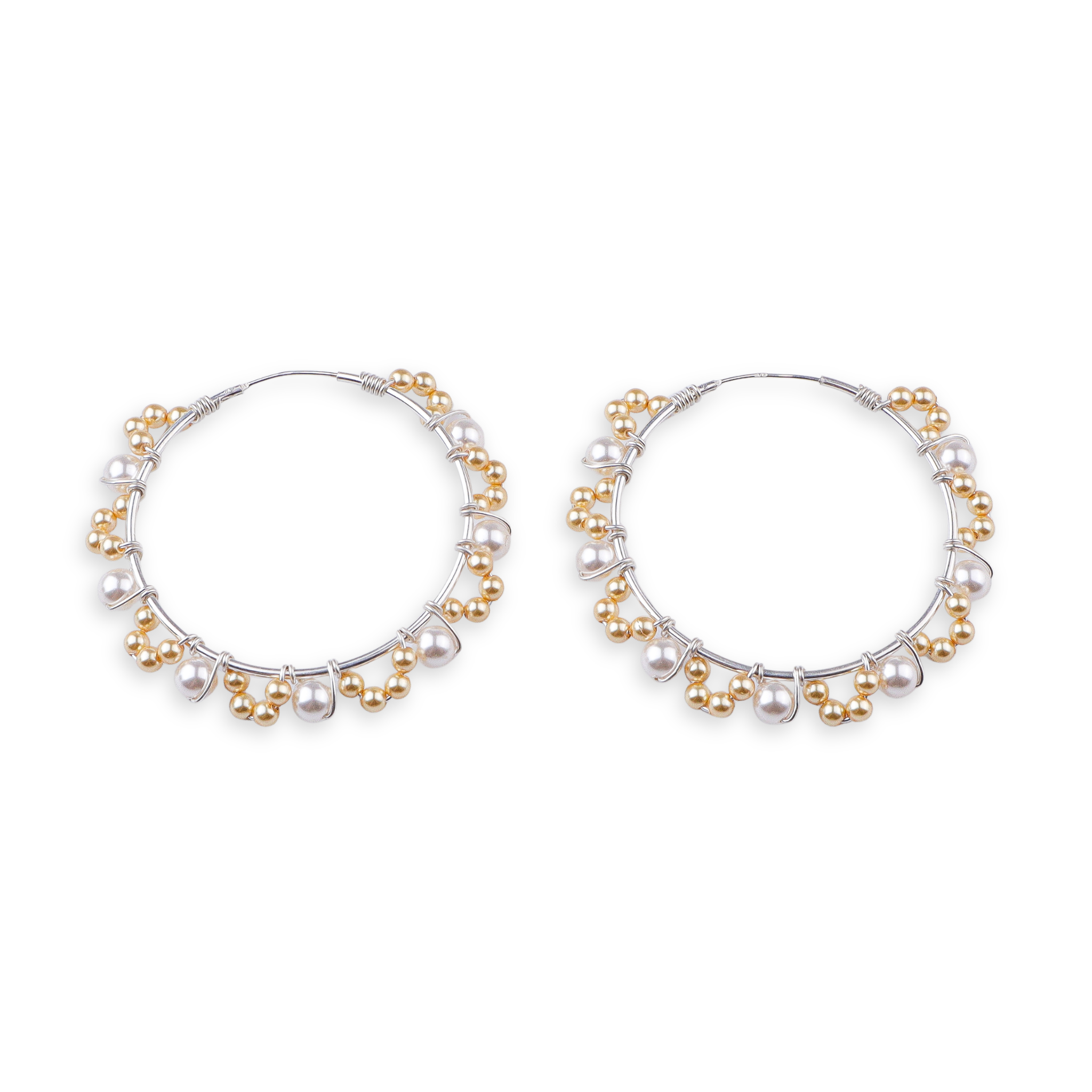 Golden & White Pearl Hoops (Project Handmade)