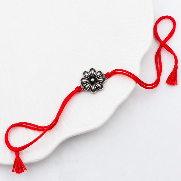 Handcrafted Silver Flower Rakhi