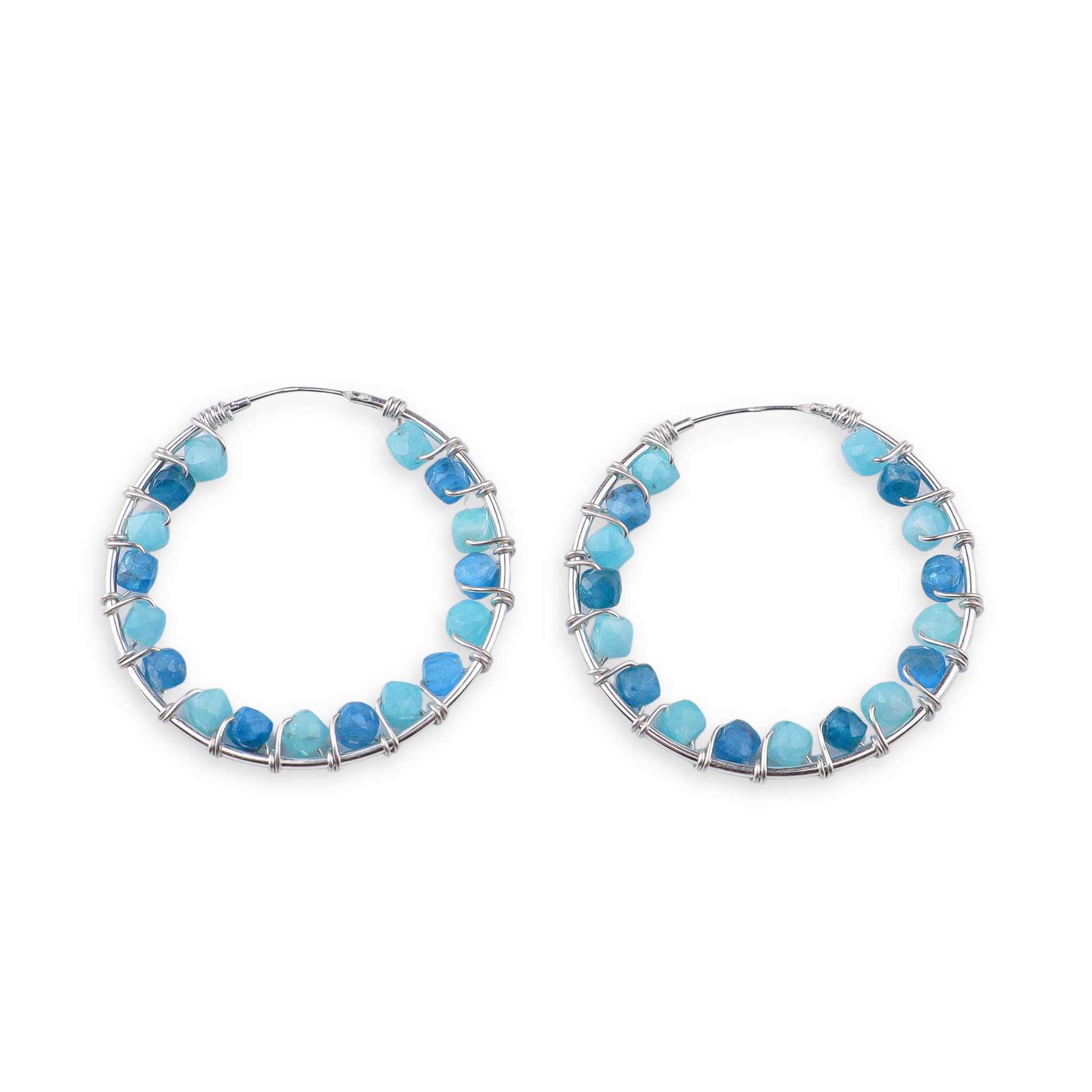 Blue Firoza Wrap Hoops (Project Handmade)