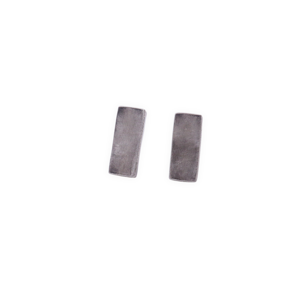 Silver rectangular earrings
