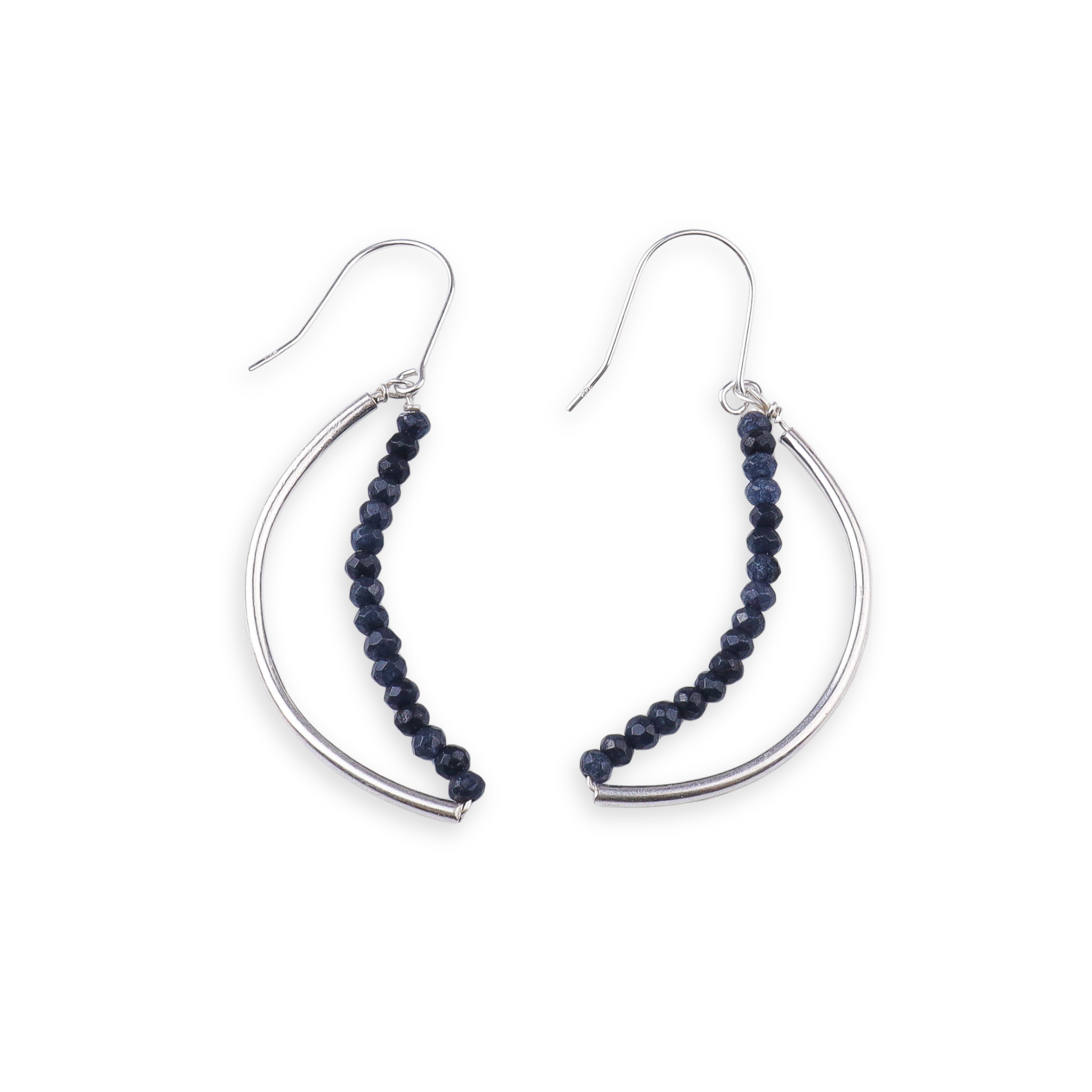 Blue Jade Crescent Hoops (Project Handmade)