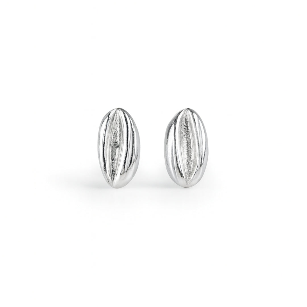 Silver Coffee Bean Stud | 92.5 Silver