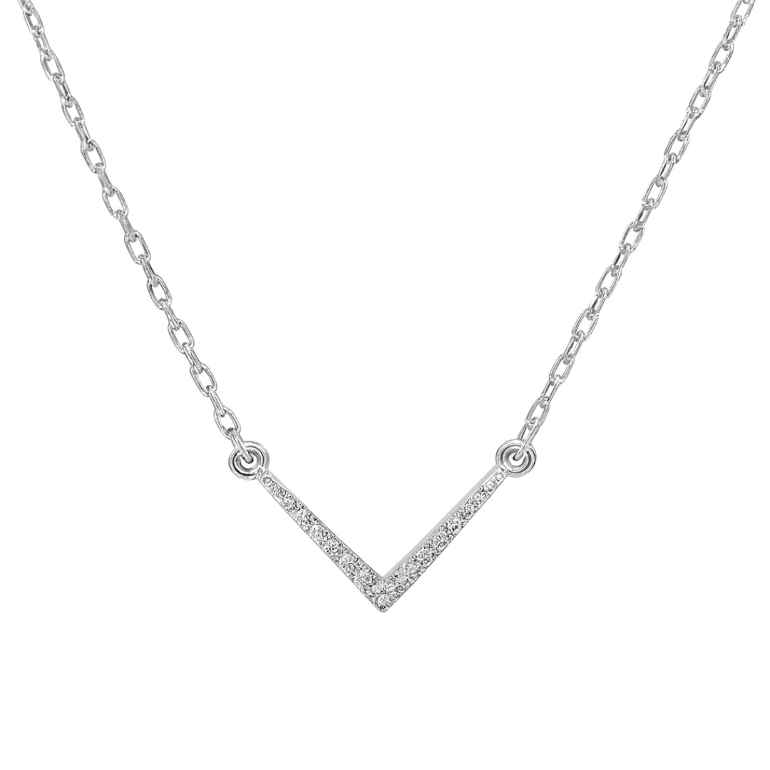 Silver CZ V-Shape Necklace | 92.5 Silver