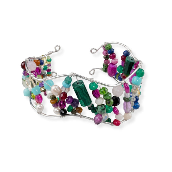 Multicolour Stone Bracelet in 92.5 sterling silver