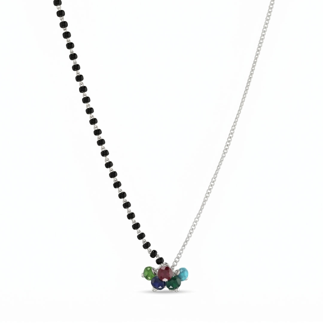 Half & Half Multicolor Bunch Silver Mangalsutra (Project Handmade)