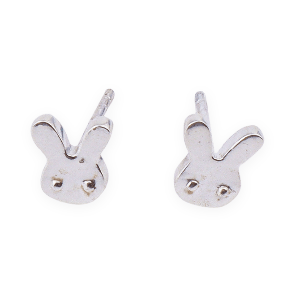 Silver bunny stud earrings