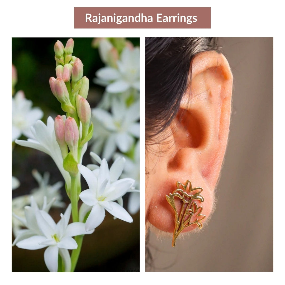Rajanigandha Silver Earrings |  92.5 Silver | 22K Gold Plated