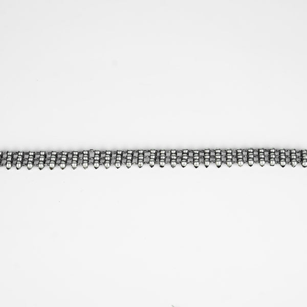 Back view of silver oxidized two way choker necklace with adjustable chain for perfect fit