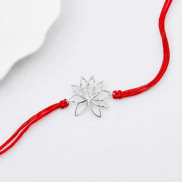Handmade Silver Rakhi: Lotus
