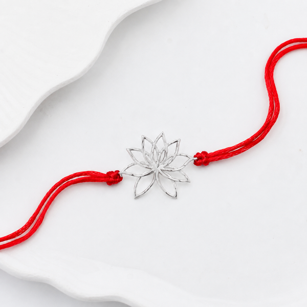 Handmade Silver Rakhi: Lotus