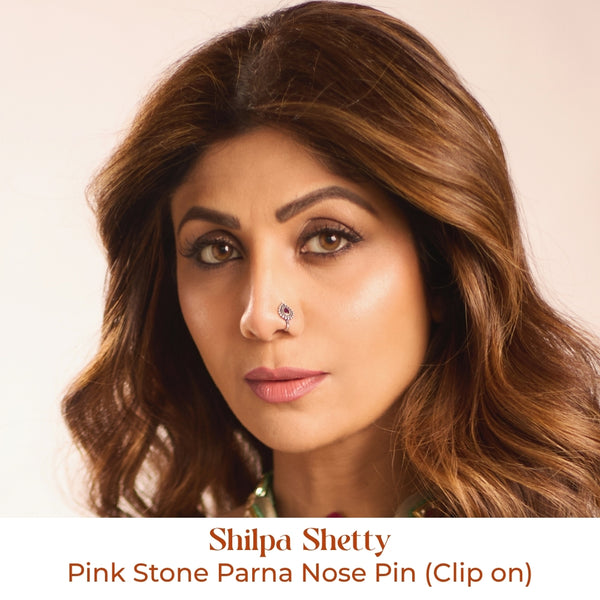 Pink Stone Parna Nose Pin (Clip on)