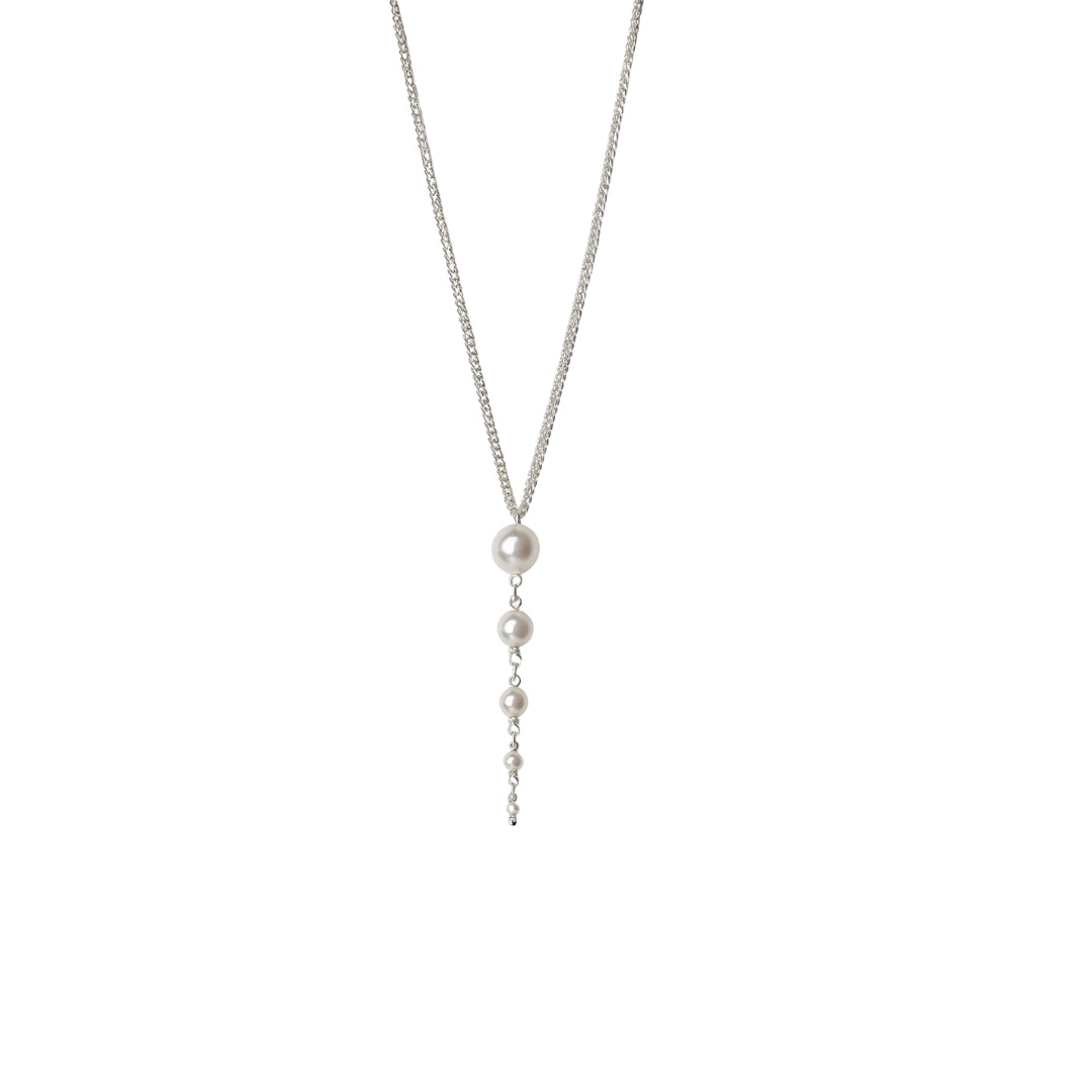 Classic Silver Multi Pearl Drop Necklace
