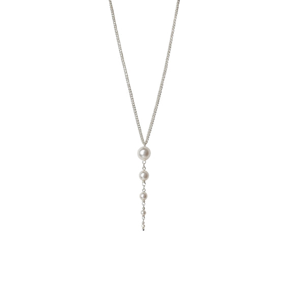 Classic Silver Multi Pearl Drop Necklace