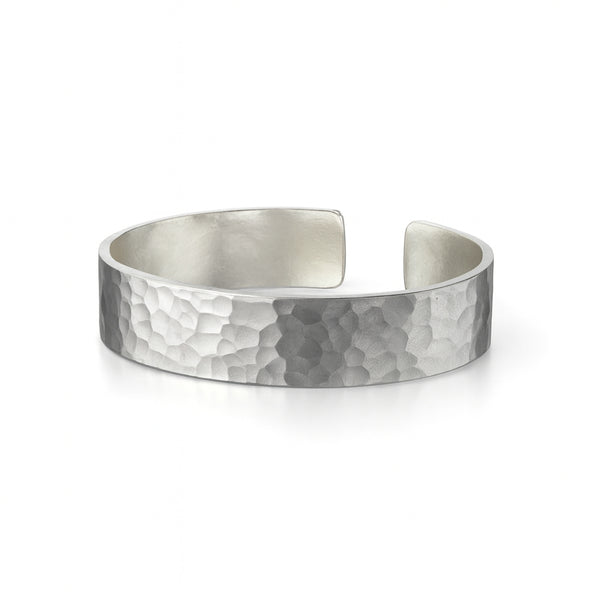 Hammered silver unisex ring for jewelry accessories