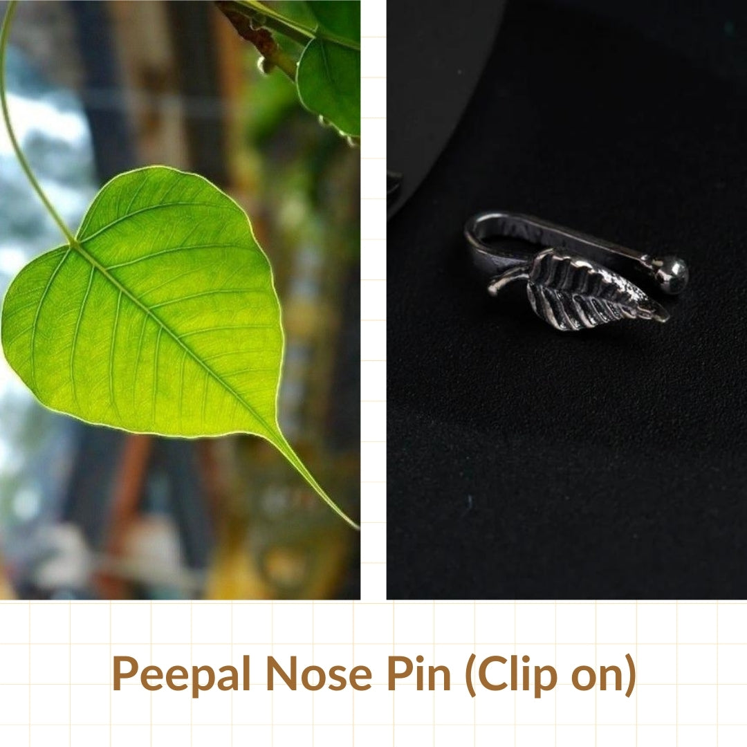 Silver Nose pin - Peepal (Clip On)