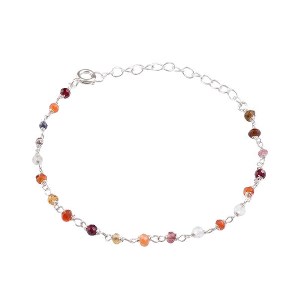 Multicolor Stone Silver Bracelet (Project Handmade)