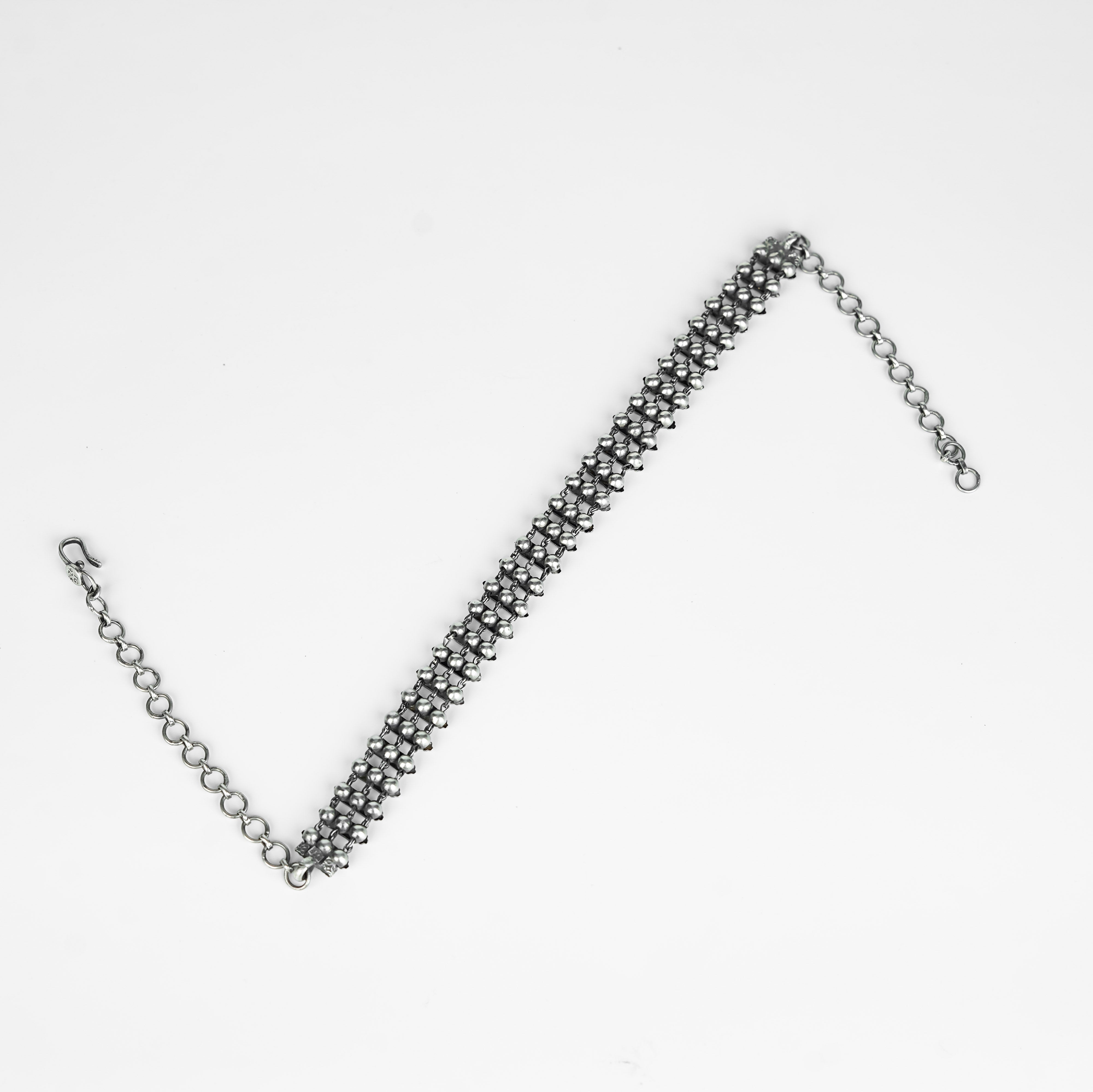Silver Oxidized Two Way Choker