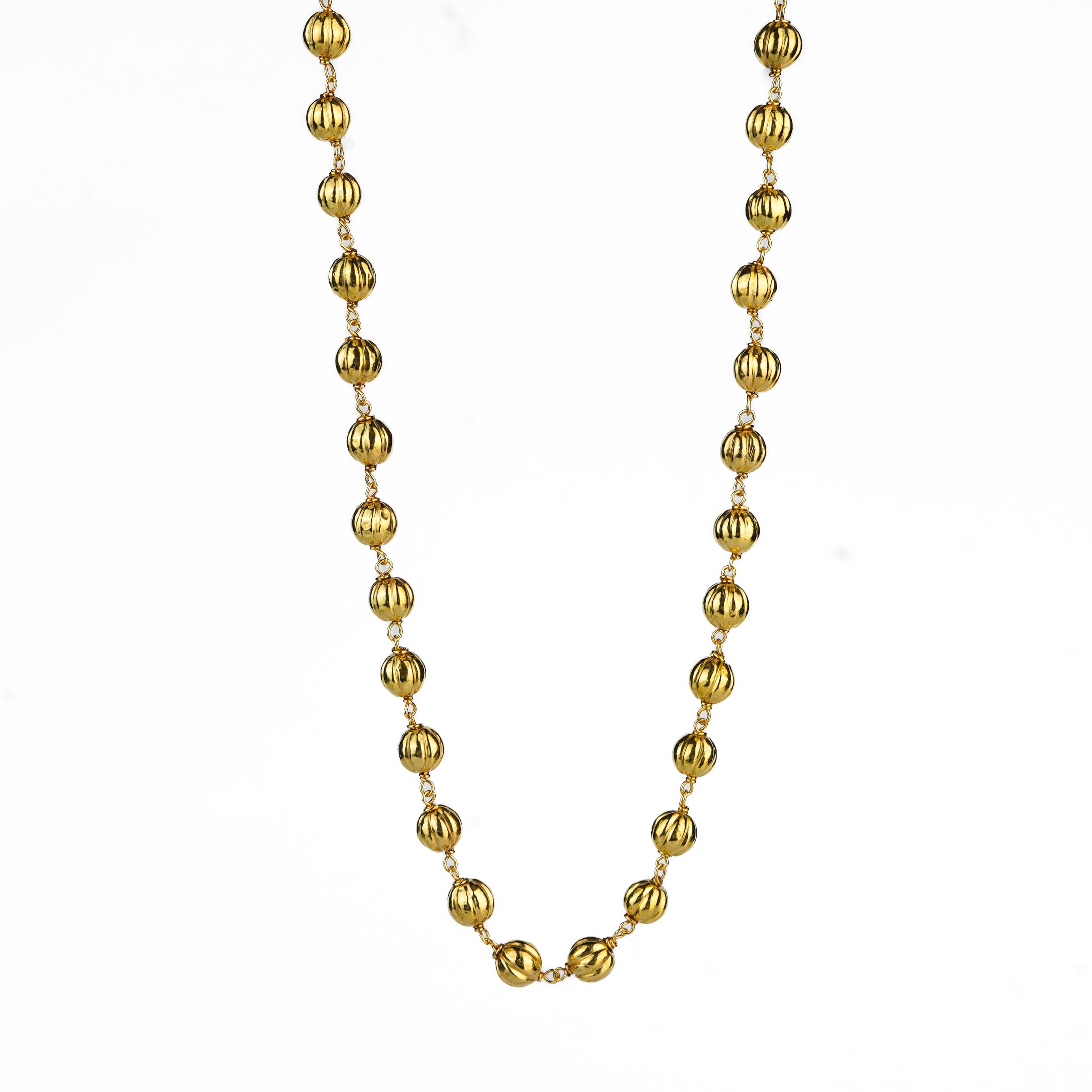 Silver Bead Ganthan Necklace | 92.5 Silver | 22K Gold Plated