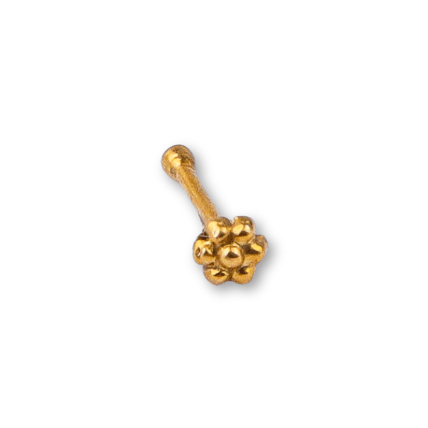 Gold-plated silver nose pin with floral design